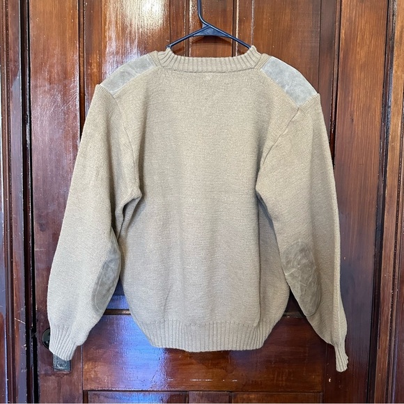 Vintage Niffi V-neck Pure New Wool Suede Patch Made in England Pullover Sweater - Picture 2 of 10